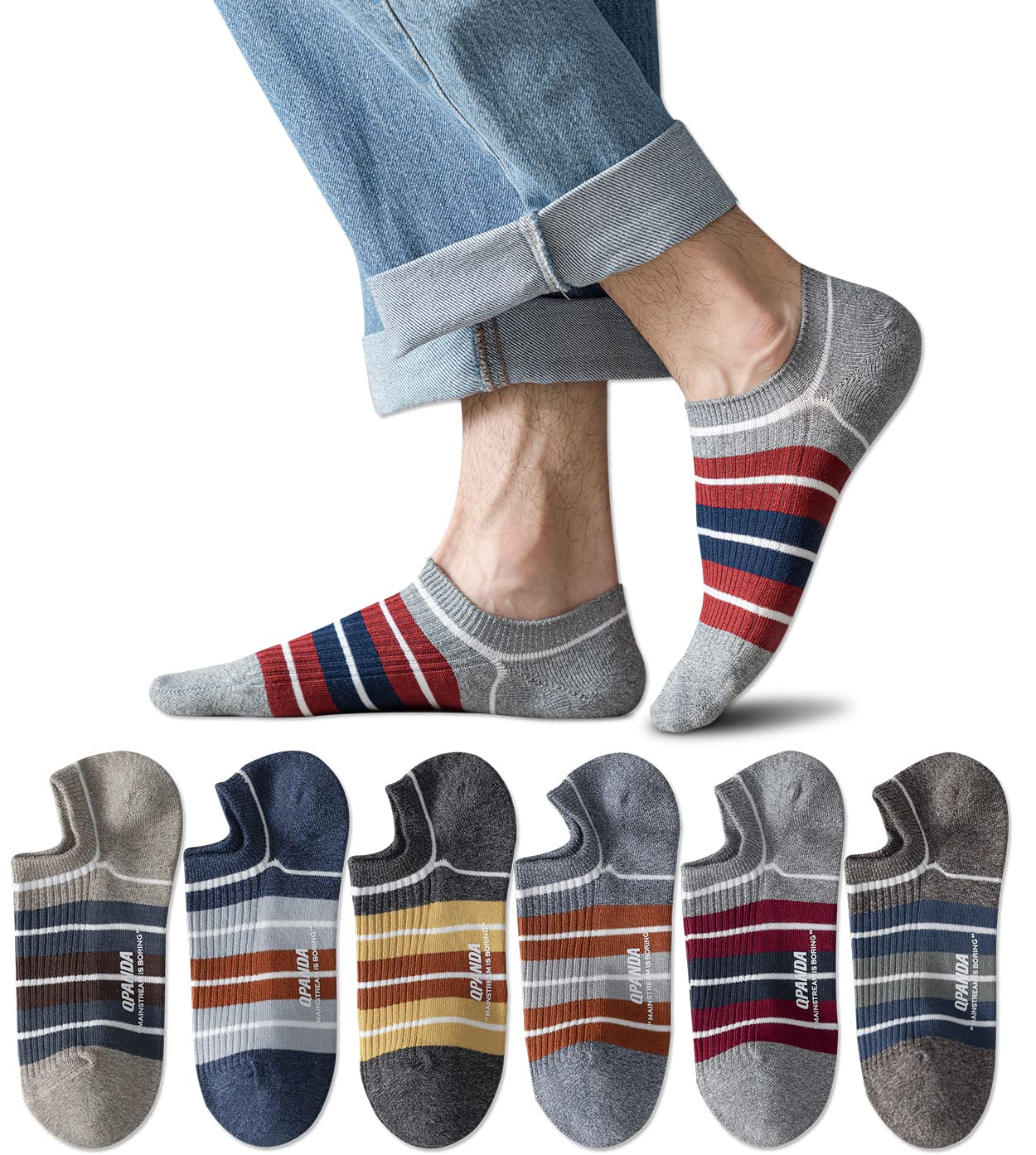 【送料無料】[QPANDA] 靴下 メンズ 【吸汗 防臭 綿】5足セット スポーツソックス 24-28cm AB糸 二重針..