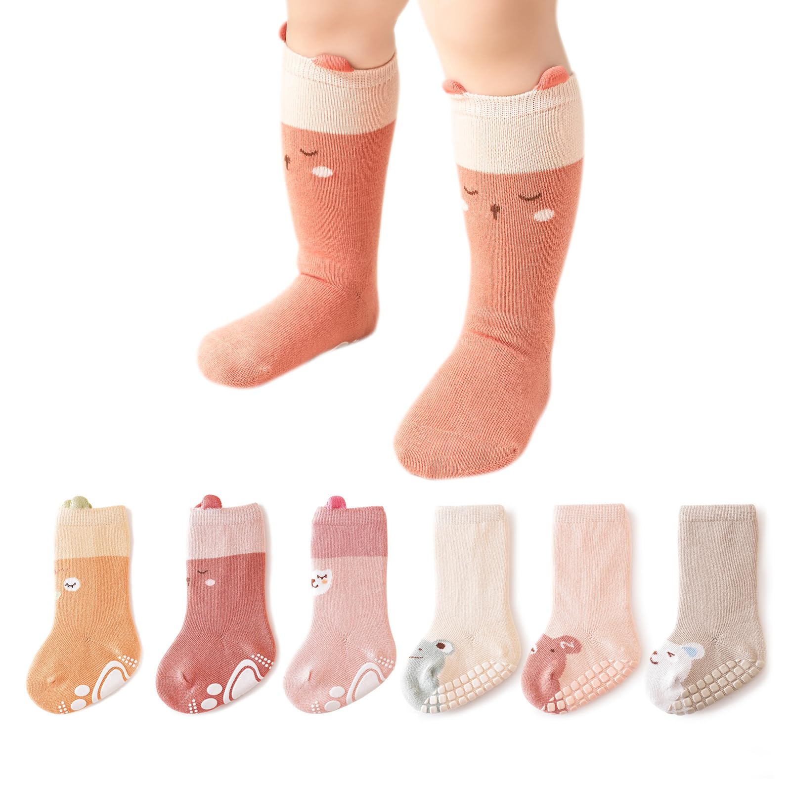 【送料無料】[HAYAHARU] 赤ちゃん 靴下 綿 ベビーソックス 滑り止め付き 男の子 女の子 かわいい 動物 子供 靴下 キッズ ソックス 通気性 四季 ルームソックス キッズ カラフル 色：H、サイズ：10.0-12.0 cm