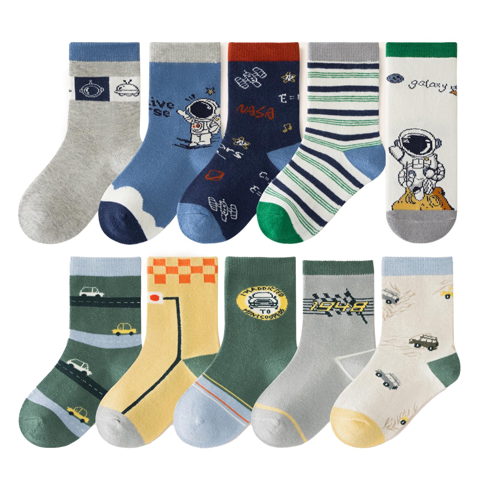 【送料無料】[HAYAHARU] 可愛い キッズ 靴下 10足セット オシャレ 柔らかい綿 クルー丈ソックス ベビー ソックス キッズ 靴下 カラフル 男の子 女の子 子供用 スニーカーソックス 春夏秋冬 通学通園 色：E、サイズ：S