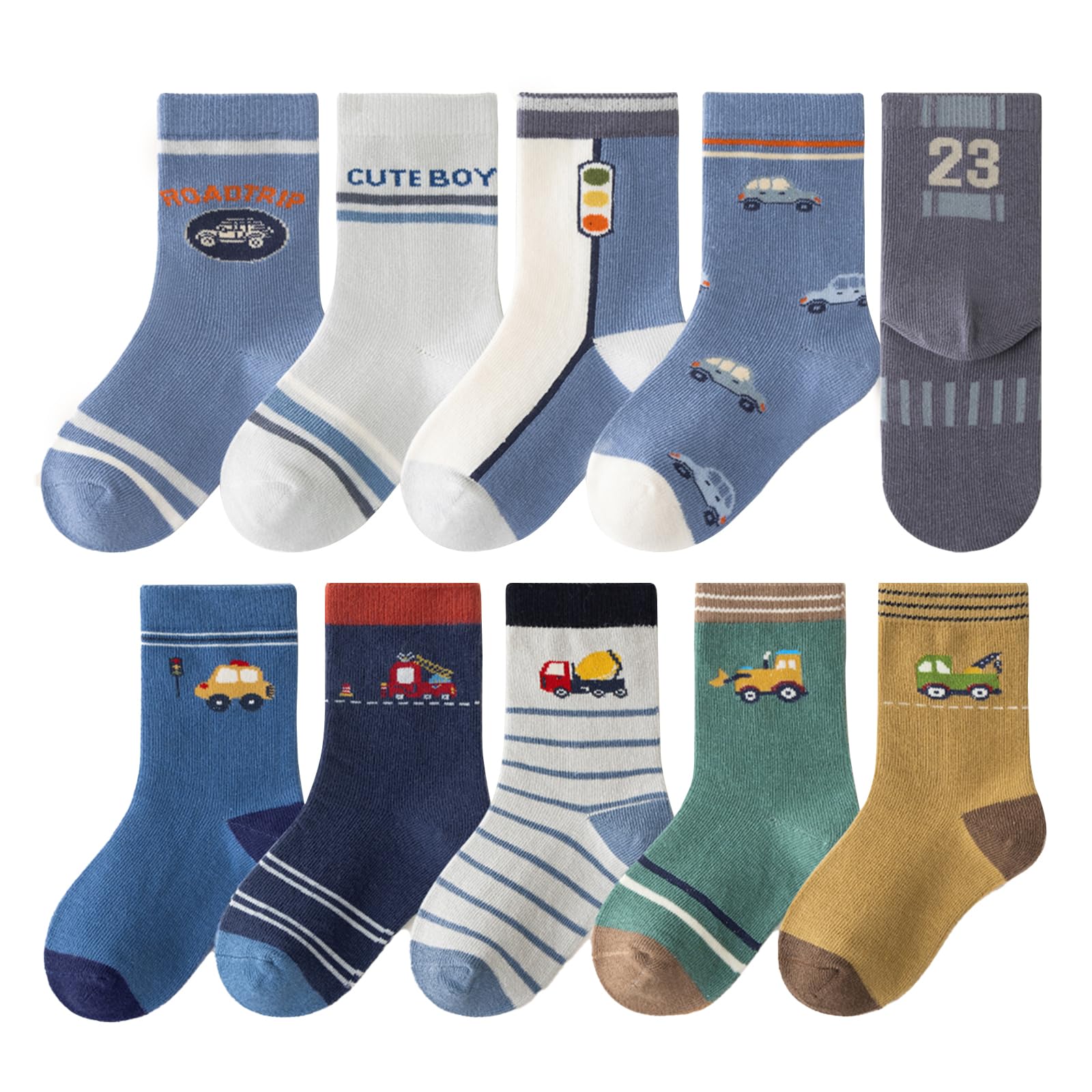 【送料無料】[HAYAHARU] 可愛い キッズ 靴下 10足セット オシャレ 柔らかい綿 クルー丈ソックス ベビー ソックス キッズ 靴下 カラフル 男の子 女の子 子供用 スニーカーソックス 春夏秋冬 通学通園 色：D、サイズ：M
