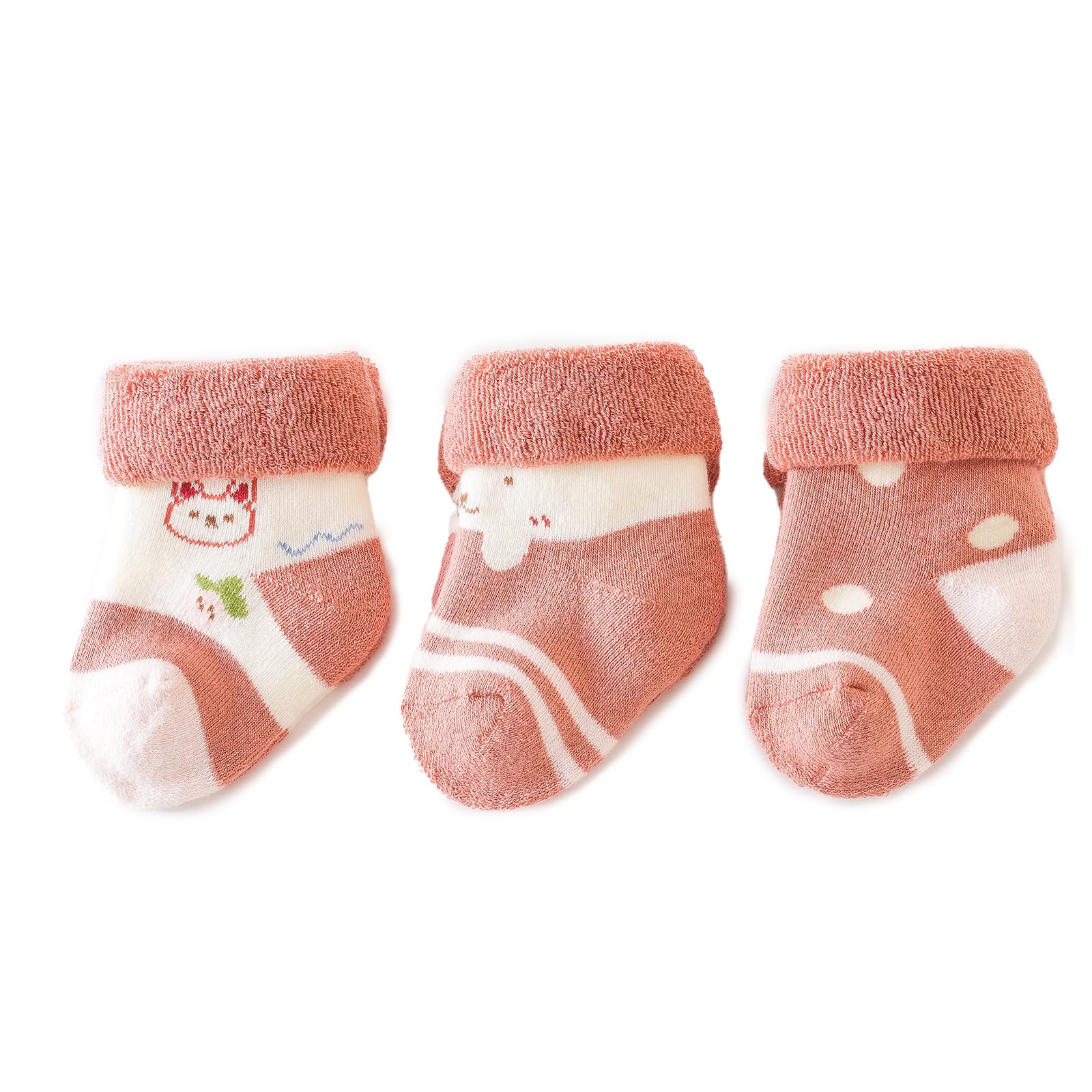 【送料無料】[HAYAHARU] ベビー 靴下 厚手 冬 赤ちゃん 靴下 ベビー ソックス 男の子 女の子 靴下 綿 柔らかい 新生児 ソックス 履き心地 可愛い 3足セット 色：E、サイズ：6-12 Months