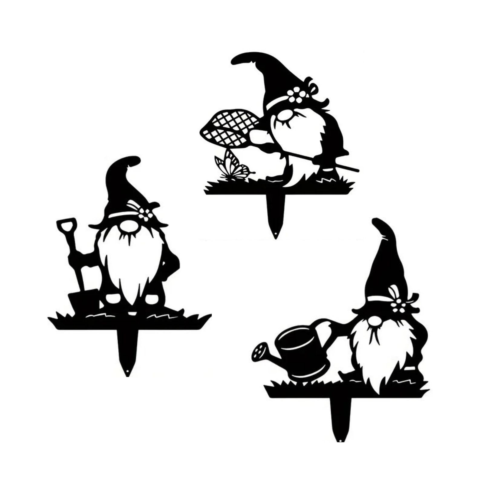 【送料無料】Archnote ガーデニング雑貨 庭 オブジェ ガーデンオブジェ ガーデンピック ガーデンオーナメント アイアン 小人 妖精 色：黒（作業する小人3人）、サイズ：約高さ28cm 幅20cm 厚み1cm