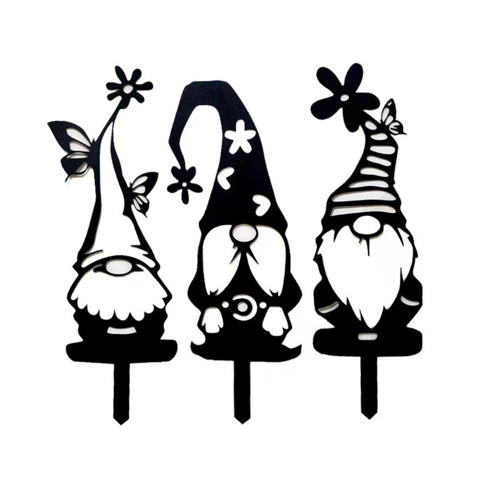 【送料無料】Archnote ガーデニング雑貨 庭 オブジェ ガーデンオブジェ ガーデンピック ガーデンオーナメント アイアン 小人 妖精 色：黒（妖精3人）、サイズ：約高さ31cm 幅10-12cm 厚み0.8cm