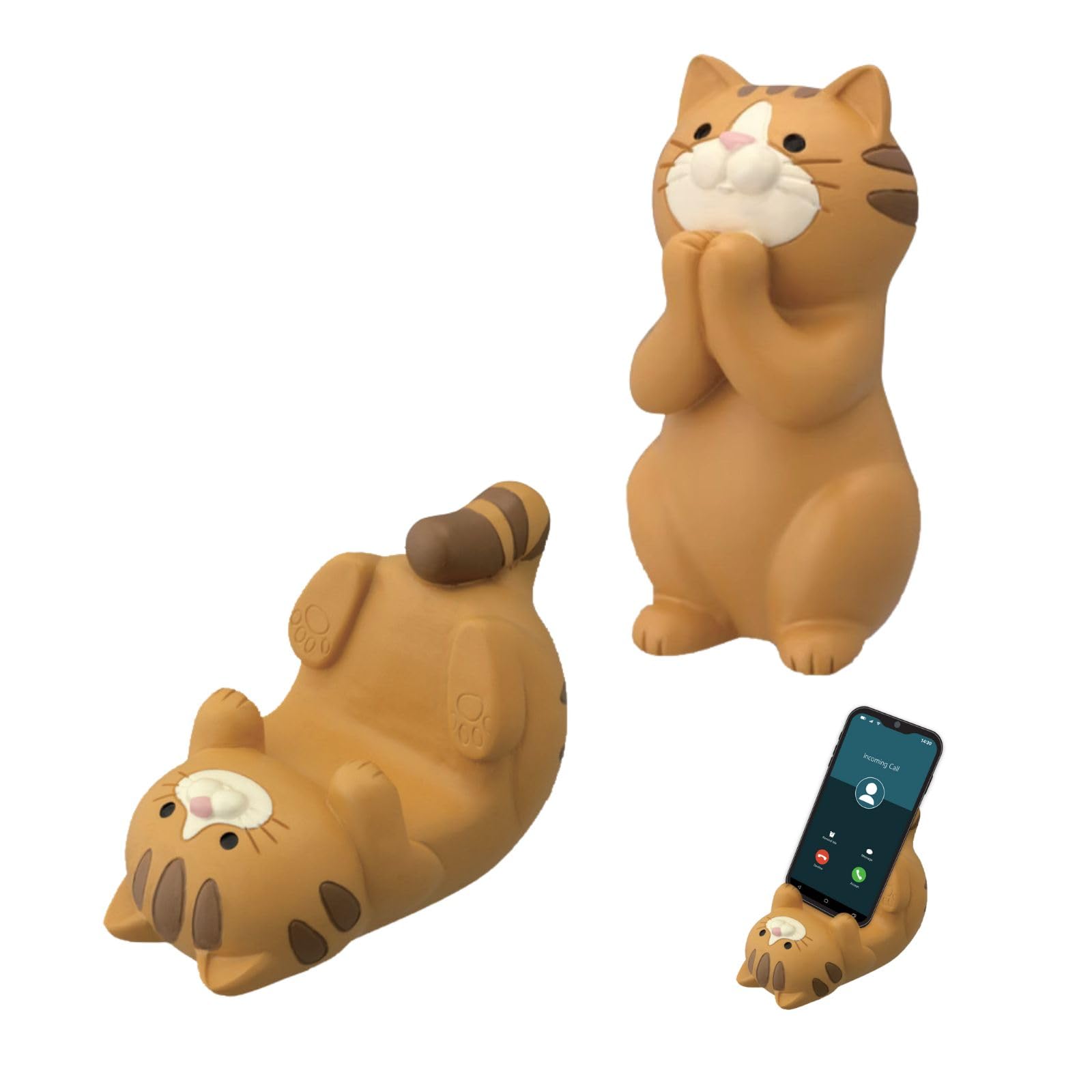 【送料無料】Archnote 猫 スマホスタンド かわいい スマホ立て 可愛い 卓上 メガネスタンド メガネ立て メガネ置き 携帯スタンド 色:トラ猫セット