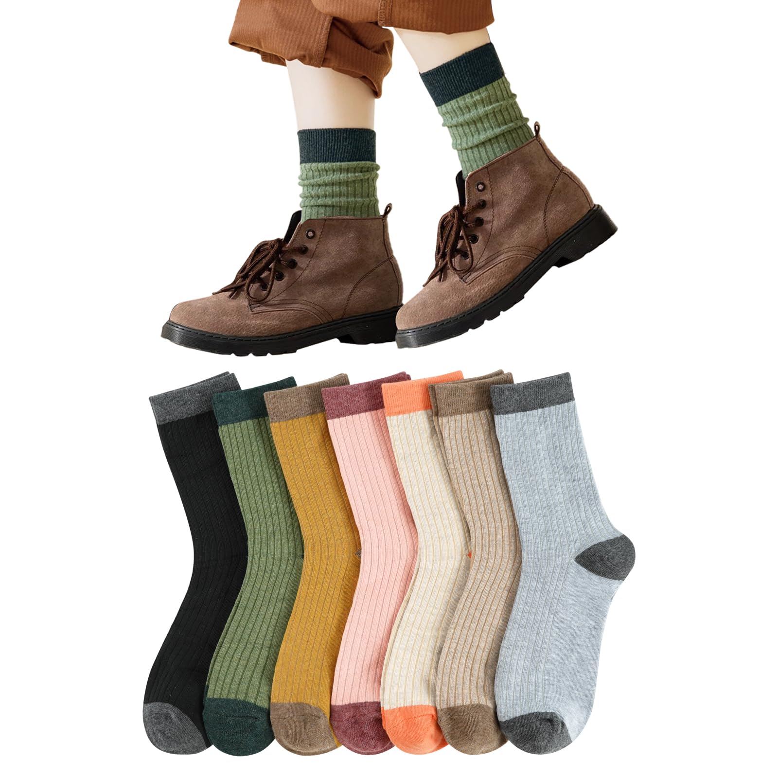 【送料無料】[Yazon] 靴下 レディース ソックス コットン綿 7足セット クルー丈 おしゃれ くつした 女..