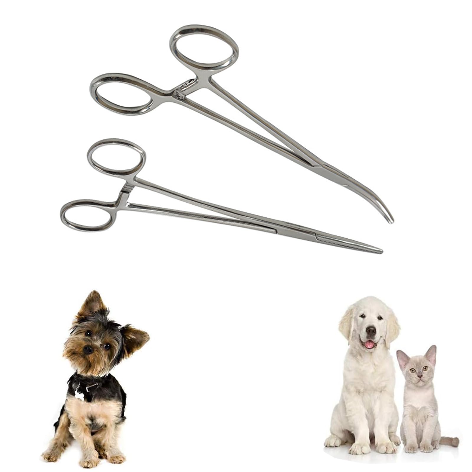 【送料無料】YIBOOOM 鉗子 2個セット かんし 14cm ステンレス製 操作簡単 丈夫で耐久 ペットのお手入れ..