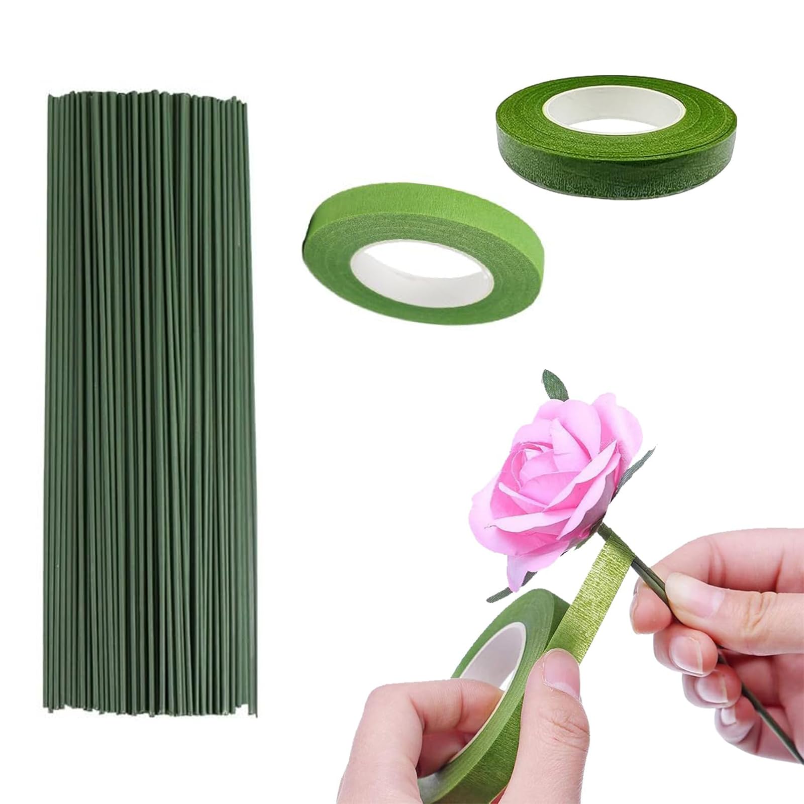 【送料無料】YIBOOOM 造花セット 造花テープ フローラテープ 2巻入 地巻ワイヤー 100本入 フラワーアレンジメントキット 花 製作 作り用 手芸 DI...