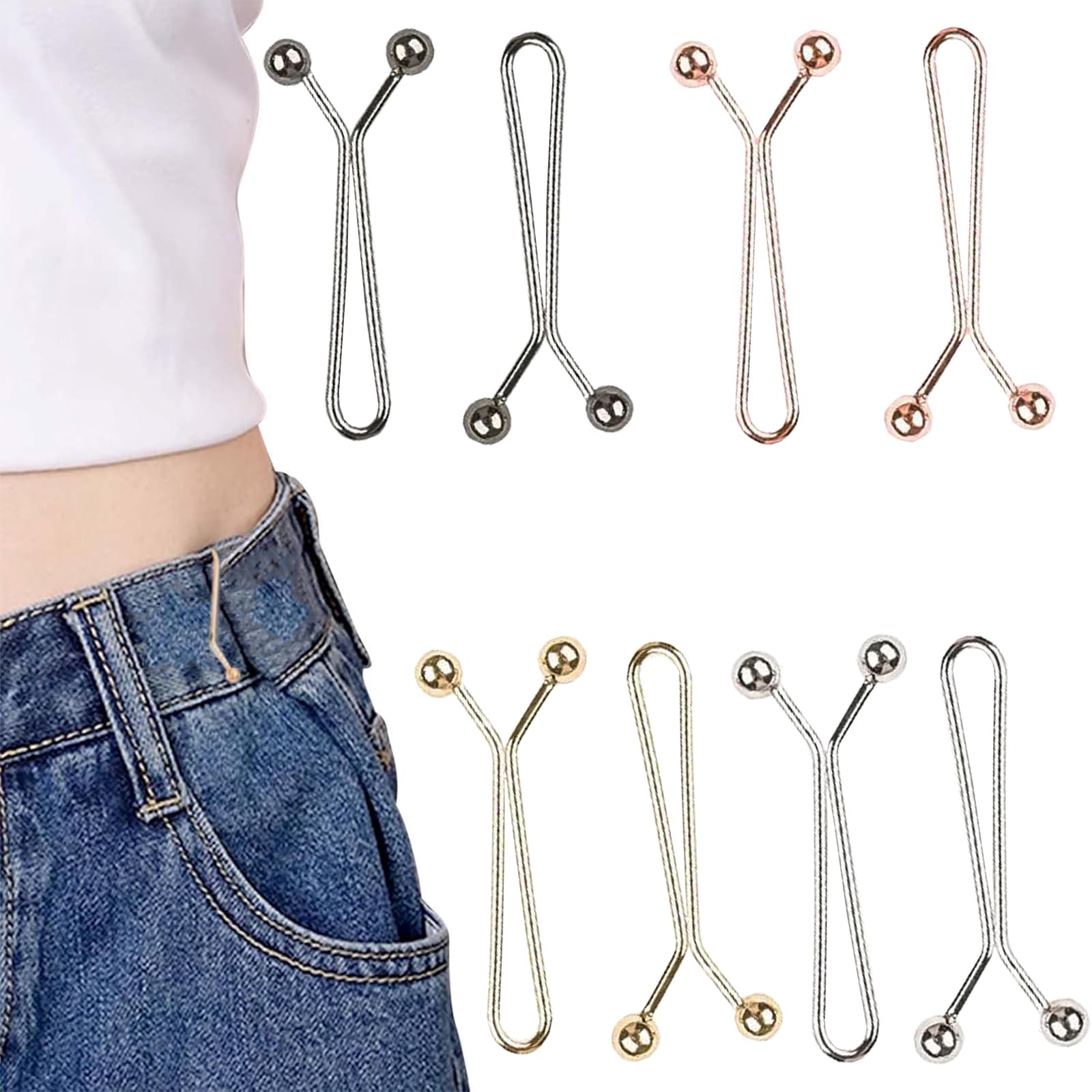 【送料無料】YIBOOOM ウエスト調整クリップ ジーンズ 調整ボタン ウエスト アジャスター 4個セット 裁..