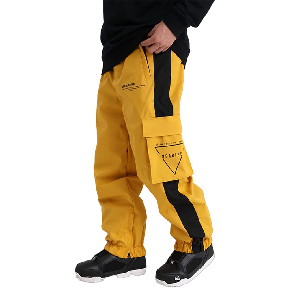 【送料無料】[HOTIAN] スノーボード ウェア パンツ レディース メンズ ロングパンツ 全6色 5サイズ（XS～XL） 耐水圧10000mm スキーウェア パンツ スノボウエア スノーパンツ 防水 耐磨 保温 XYP-K2107 色：E-Huang、サイズ：S