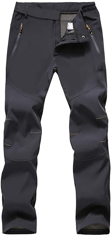 【送料無料】[FLYGAGA] 防寒パンツ メンズ アウトドアパンツ 登山パンツ 極暖 裏起毛ボア 裏フリースパンツ 厚手 ソフトシェルパンツトレッキングパンツ 防寒防水ズボン 長ズボン 保温 ピリング防止 秋冬用 色：グレー-やや厚め2021、サイズ：L