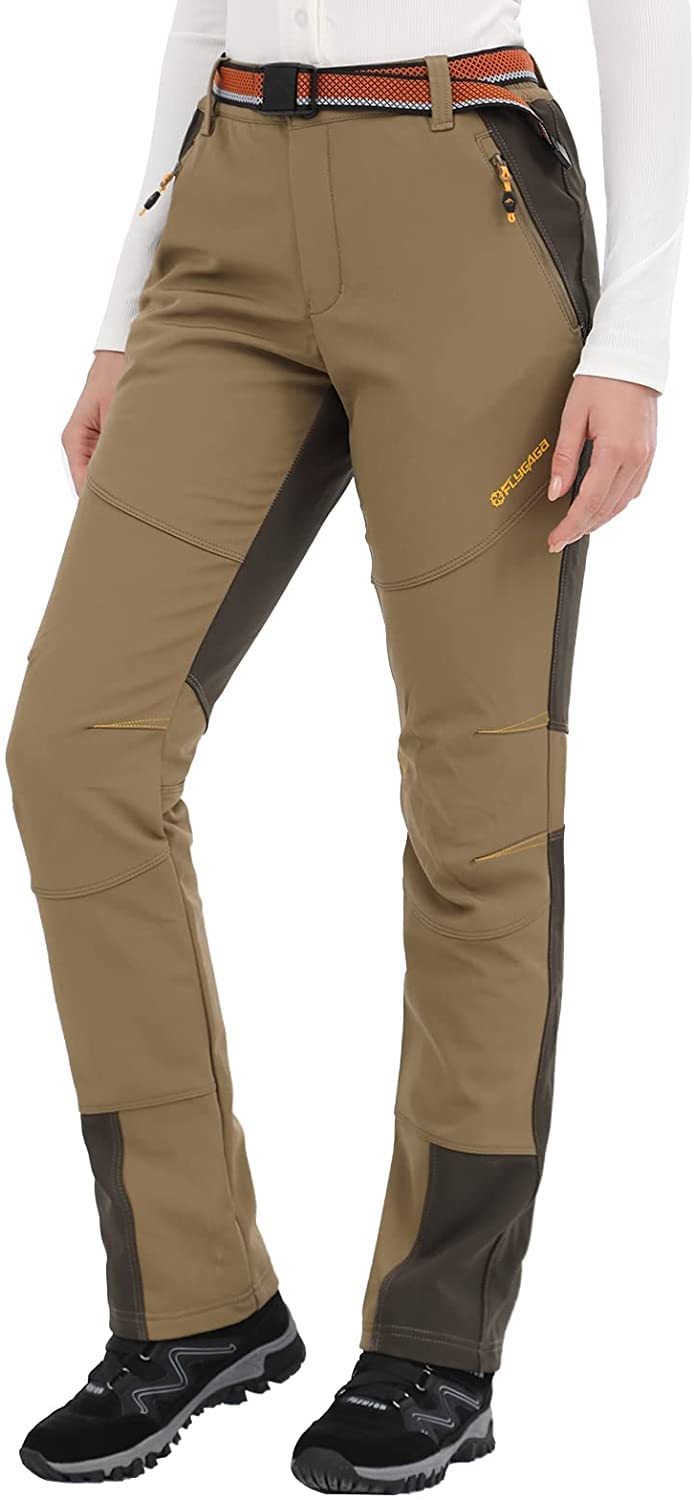 【送料無料】[FLYGAGA] トレッキングパンツ レディース 防寒パンツ 登山パンツ アウトドアパンツ 長ズボンクライミング 裏起毛 防風 防寒 厚手保温 防止ピリング防止 秋冬用 色：コーヒー色1502、サイズ：S