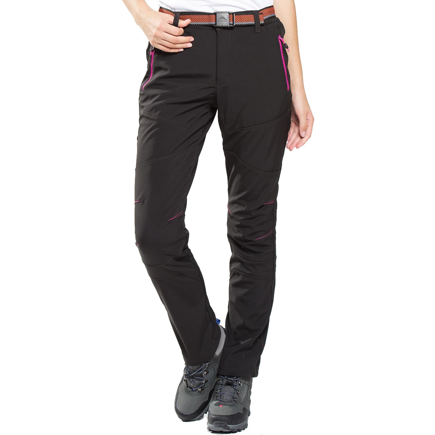 【送料無料】[FLYGAGA] トレッキングパンツ レディース 防寒パンツ 登山パンツ アウトドアパンツ 長ズボンクライミング 裏起毛 防風 防寒 厚手保温 防止ピリング防止 秋冬用 色：ブラック-厚め1608、サイズ：XL