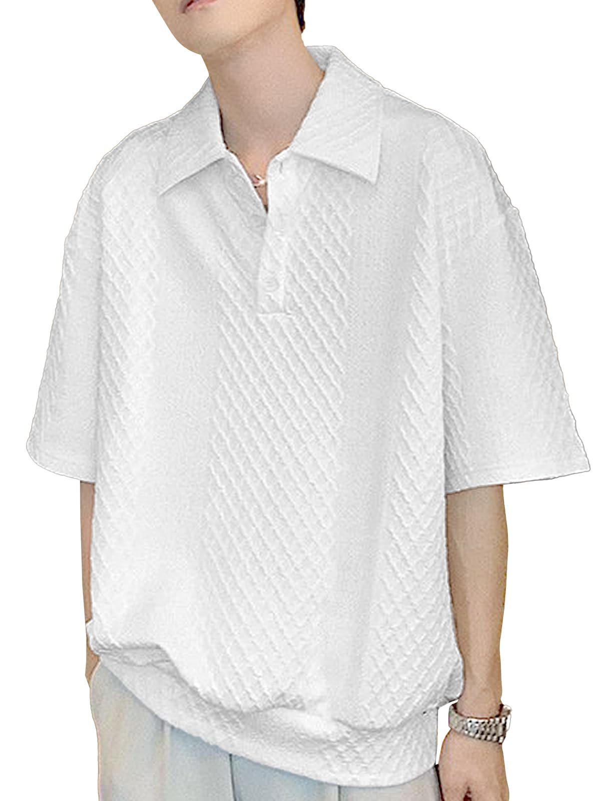 【送料無料】[TickElf] メンズ ポロシャツ tシャツ 半袖 無地 テクスチャード 速乾 トッ ...