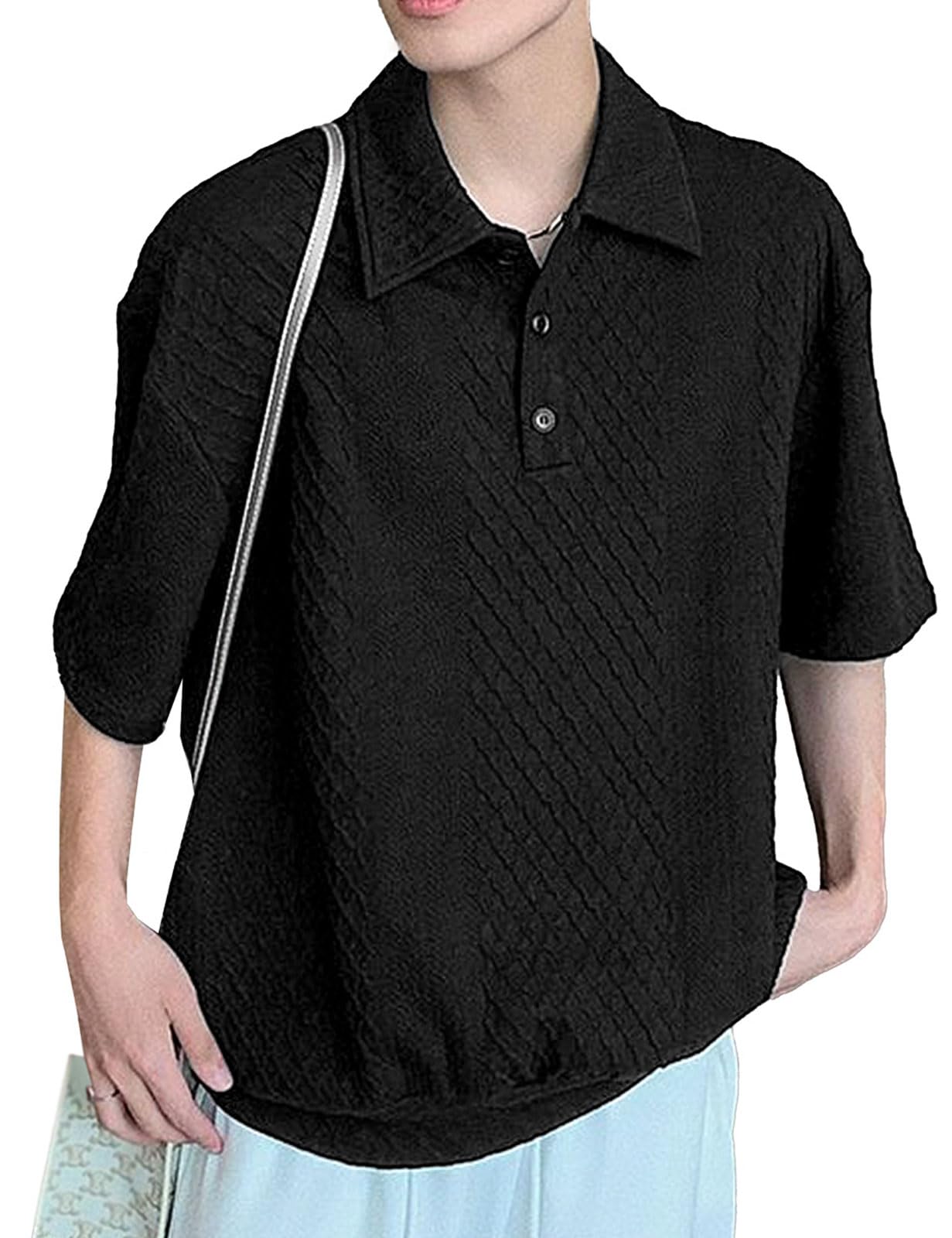 【送料無料】[TickElf] メンズ ポロシャツ tシャツ 半袖 無地 テクスチャード 速乾 トッ ...