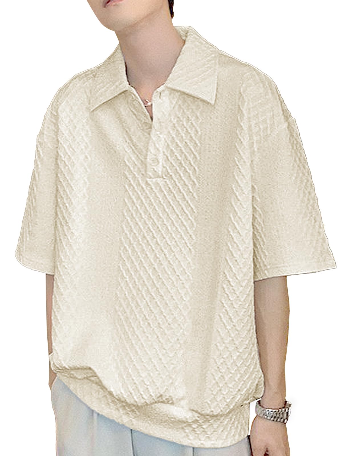 【送料無料】[TickElf] メンズ ポロシャツ tシャツ 半袖 無地 テクスチャード 速乾 トッ ...