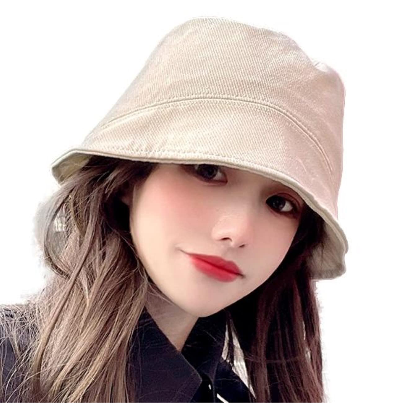 【送料無料】[Nestkanina] バケットハット 無地 ベーシック バケハ 小顔 帽子 ハット UV対策 アウトドア オールシーズン オシャレ おしゃれ お出かけ お洒落 レディース HAT010 色：ベージュ、サイズ：Free Size