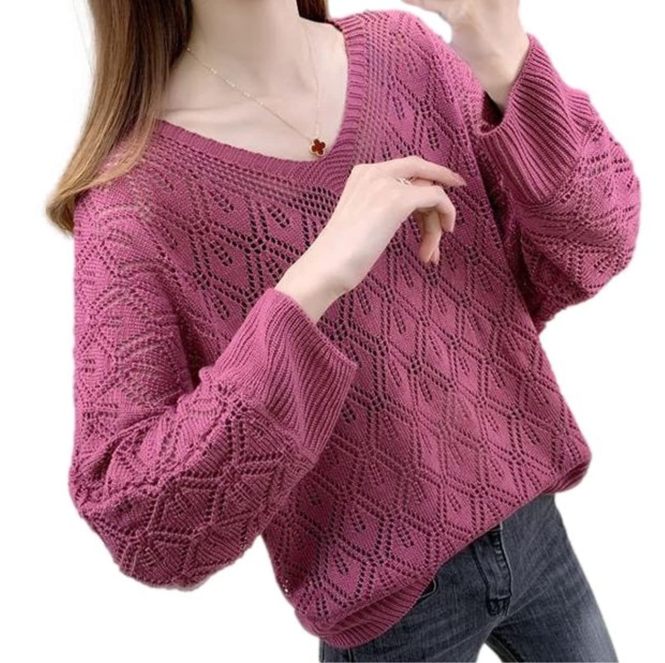 【送料無料】[Nestkanina] ニット 透かし編み 薄手 カットソー ゆったり シルエット 体 ...