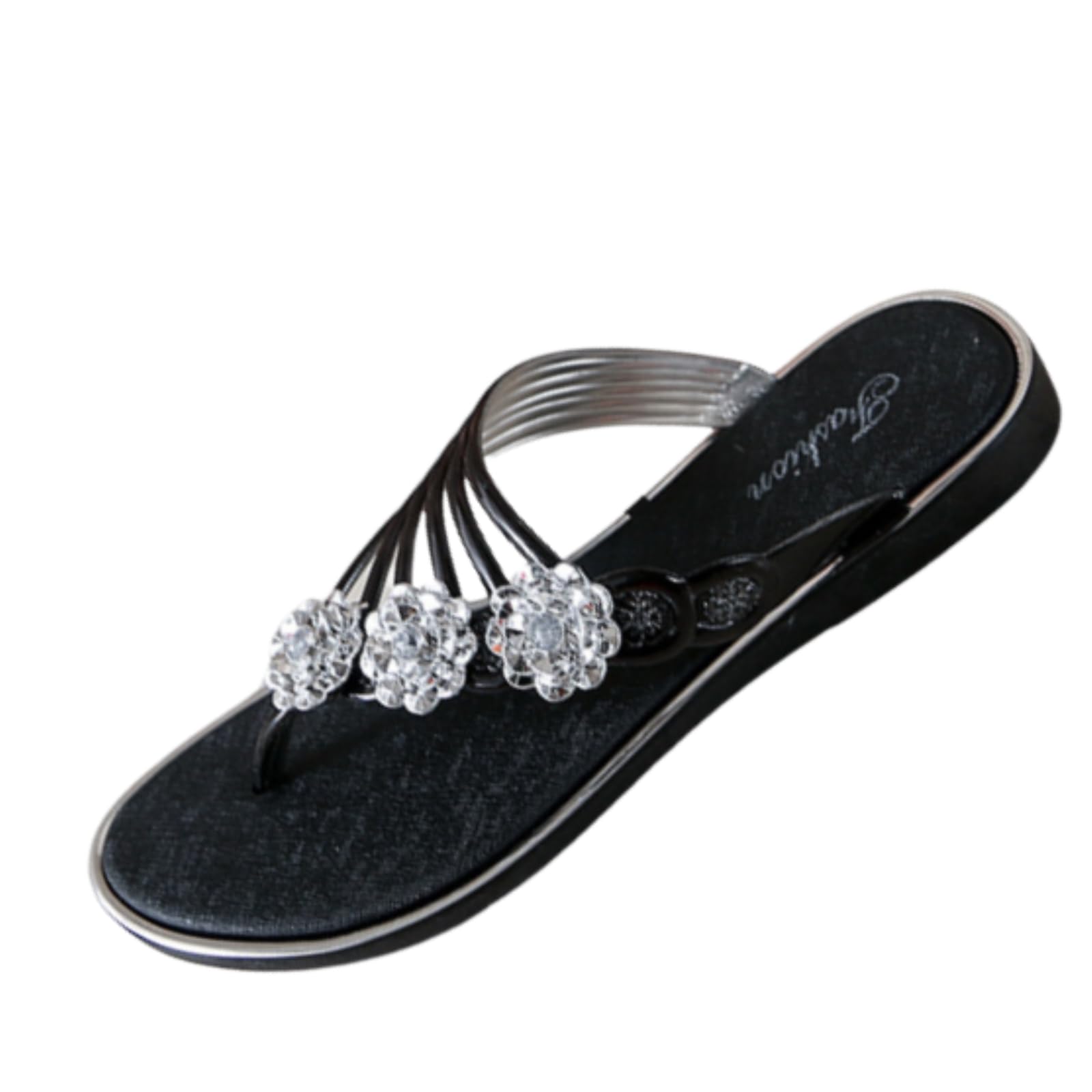 【送料無料】[Nestkanina] サンダル レディース ビーチ シンプル かわいい ベーシック 歩きやすい ラウンドトゥ コンフォート 履きやすい 美脚 通勤 通学 旅行 SDL017 色：ブラック、サイズ：25.0 cm