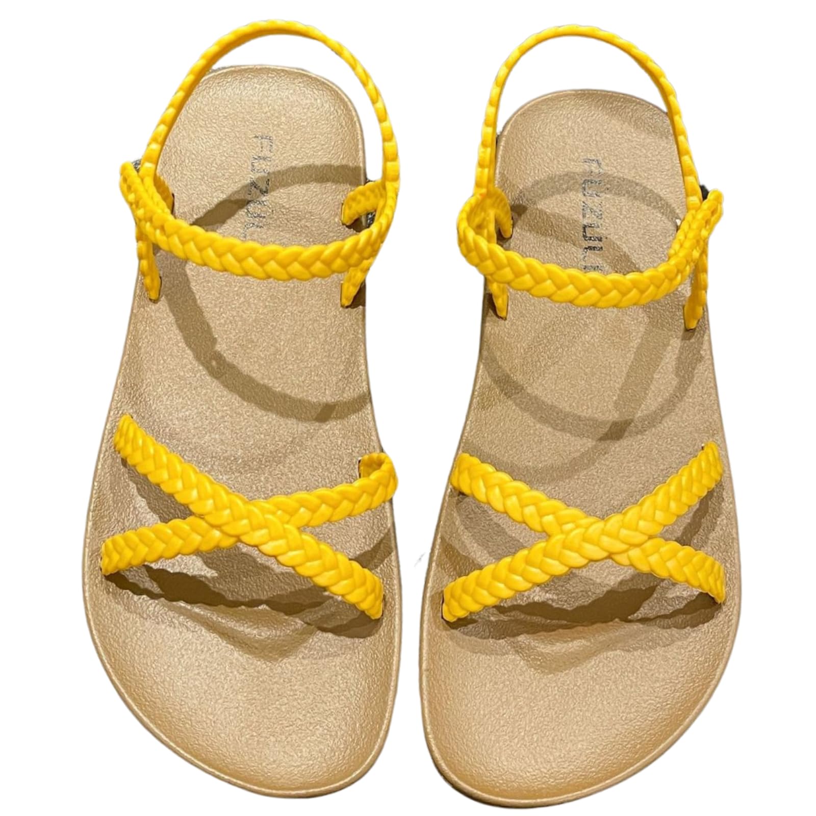 【送料無料】[Nestkanina] サンダル レディース ビーチ シンプル かわいい ラウンドトゥ コンフォート ベーシック 歩きやすい 履きやすい 美脚 通勤 通学 旅行 SDL014 色：イエロー、サイズ：25.0 cm