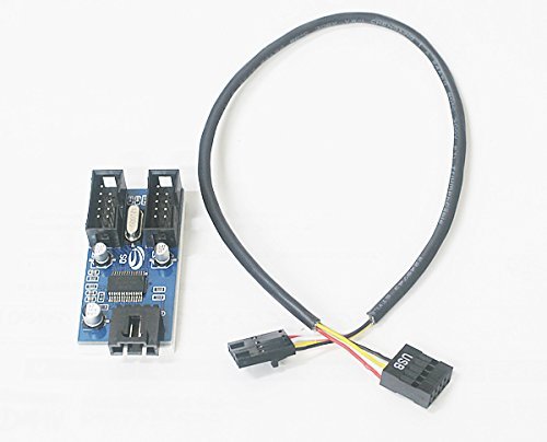 【送料無料】マザーボードのUSB 9ピン 増設 内部用4ポートUSB2.0 HUB 色：ブルー