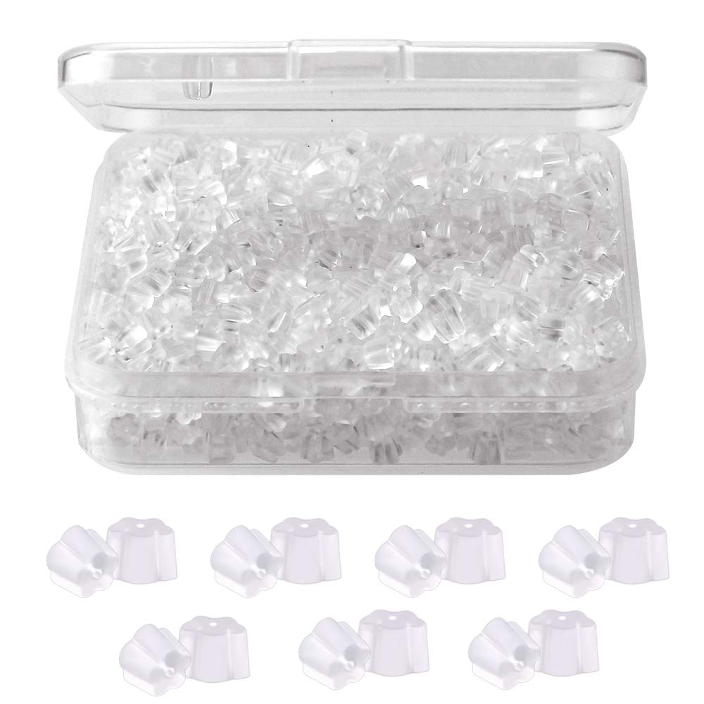 【送料無料】クリアイヤリングバック 4mm フラワー シリコン クリア イヤリング クラッチ 安全バッキン..