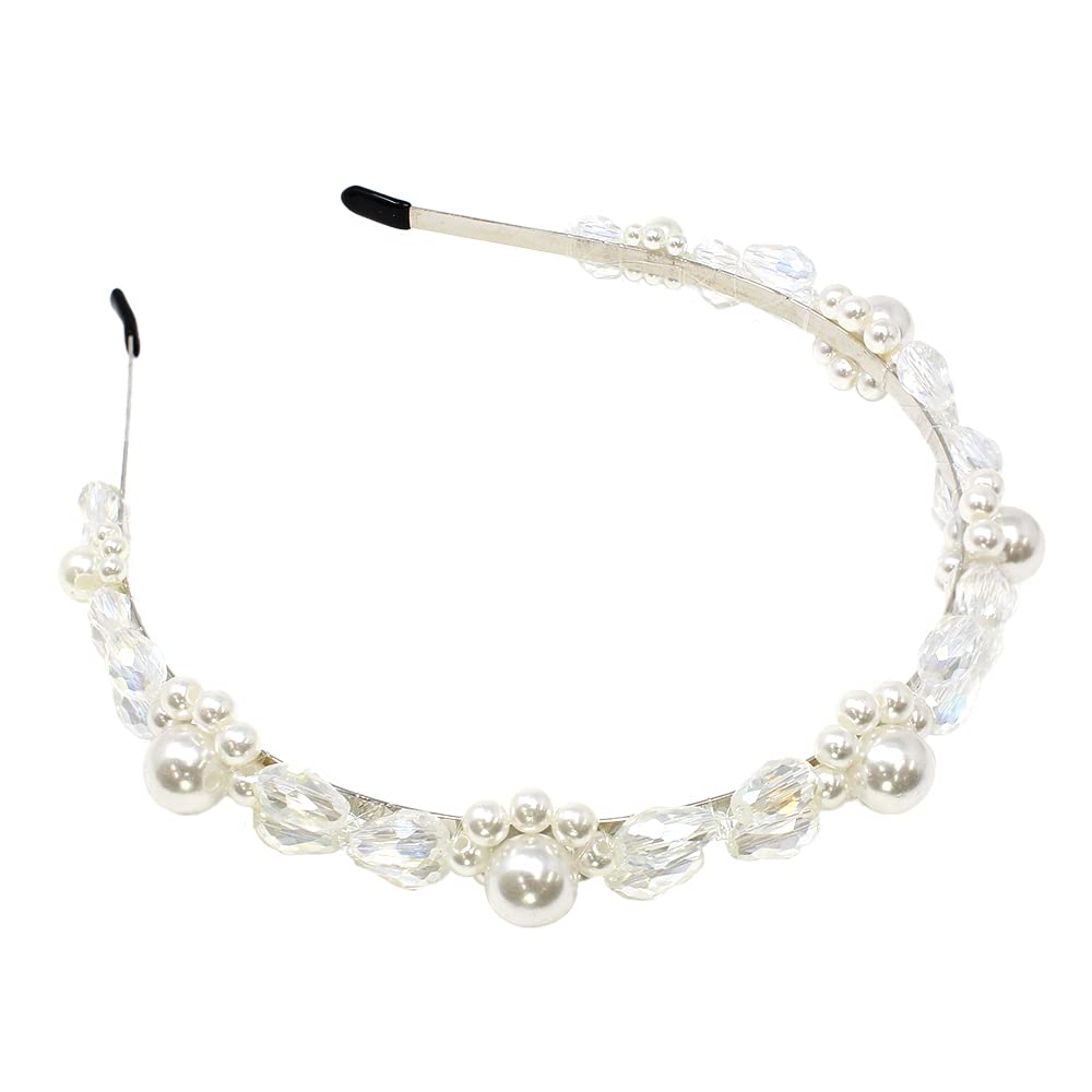 【送料無料】Mikael カチューシャ パール 白 花びら MK-0005 色：White