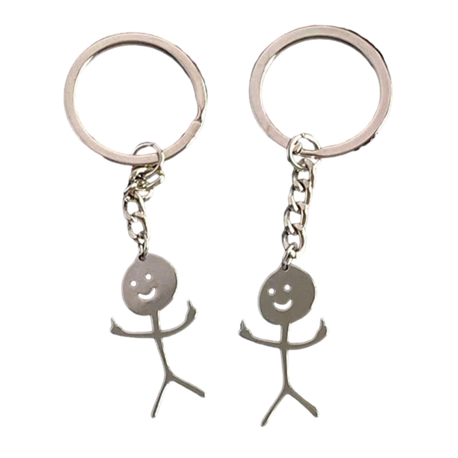 【送料無料】RUISINERY カップルキーホルダーマッチ棒人物キーホルダーハートトゥハート中指カッ ...