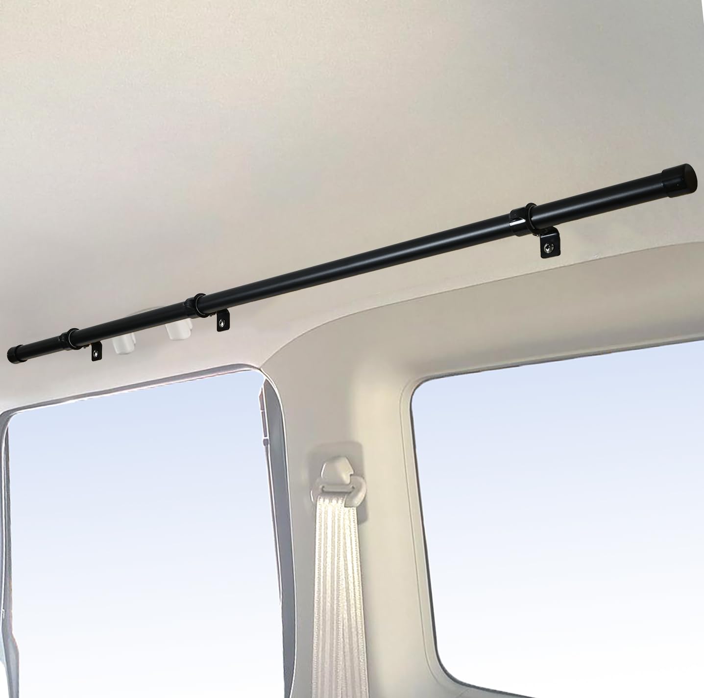 【送料無料】Apdoni 車内収納 サイドバー 左右セット エブリイワゴン (DA17系) アトレーワゴン (S300系) バモス ホビオ (HM3/4系) 車両加工不要 車中泊 サーフ スキー 釣り サーフボード ロッドホルダー 室内 車内 ラック 棚 荷室 CH-006 色：ブラック