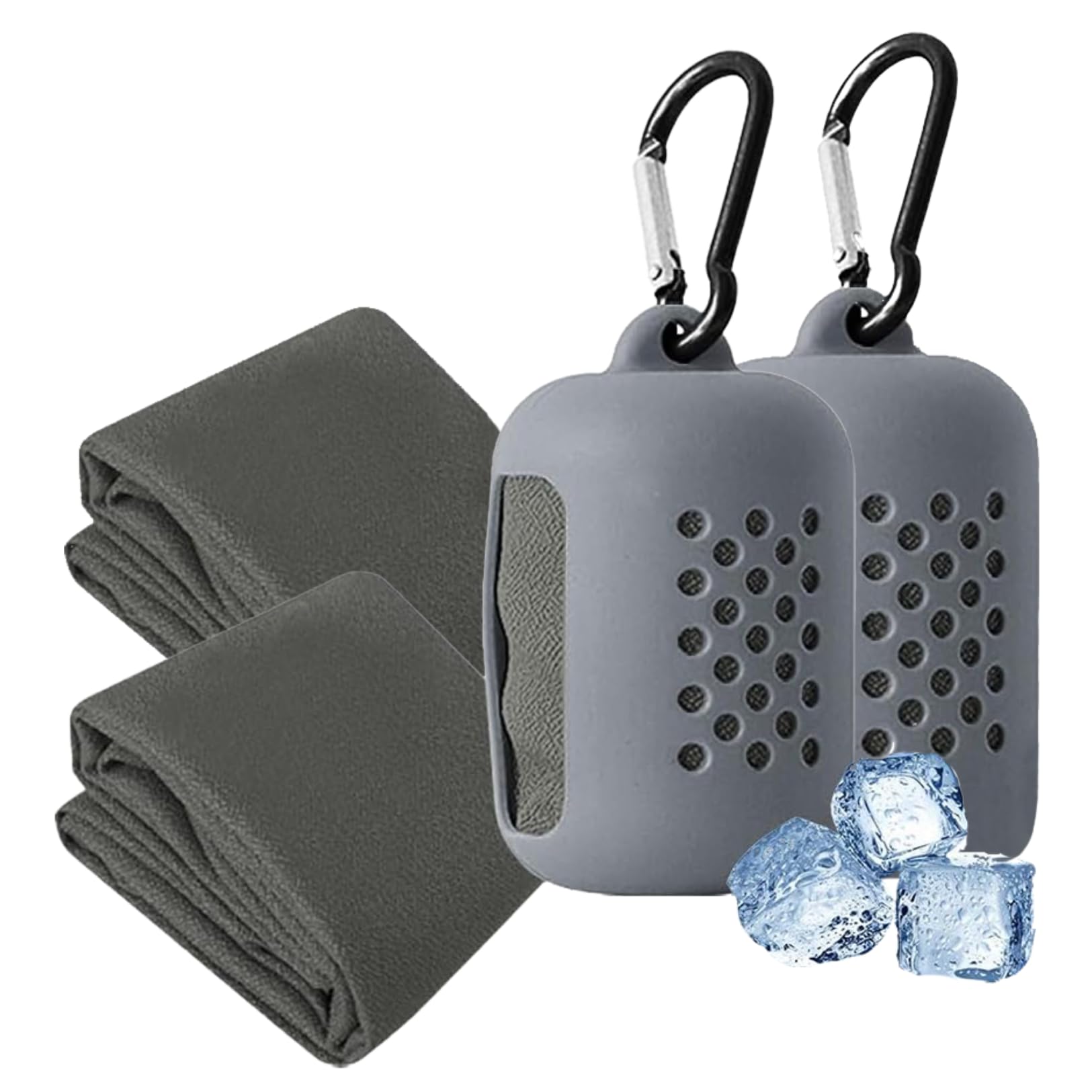 【送料無料】PLEAVIT 冷感タオル クールタオル 速乾タオル スポーツタオル シリコンケース付き 色：グ..