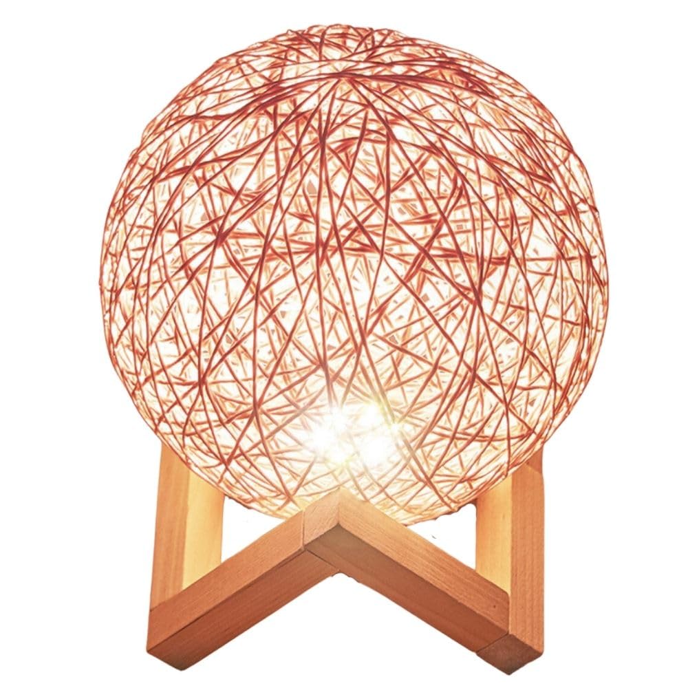 【送料無料】PLEAVIT テーブルランプ ベッドサイドライト ラタン 照明 寝室 モダン 和風 丸 球体 月 星