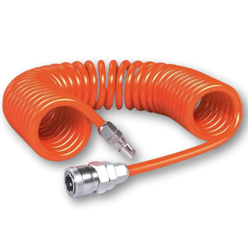 【送料無料】PLEAVIT エアーホース スパイラル 内径4mm 外径6mm ワンタッチ カプラー 継ぎ手 赤 色：赤