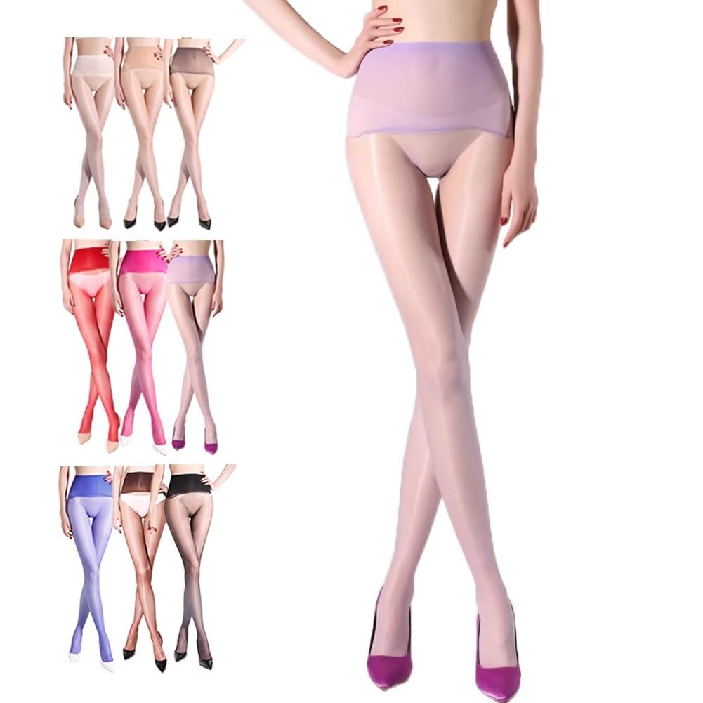 【送料無料】[Eukkis] 1D極薄シームレス超光沢パンティストッキング 春夏用薄手UVカット9色 透け感カラータイツ レディース 伝線対策加工 伸縮性が良い 履き心地 落ちにくい破れにくい靴下 色：パープル、サイズ：Free Size