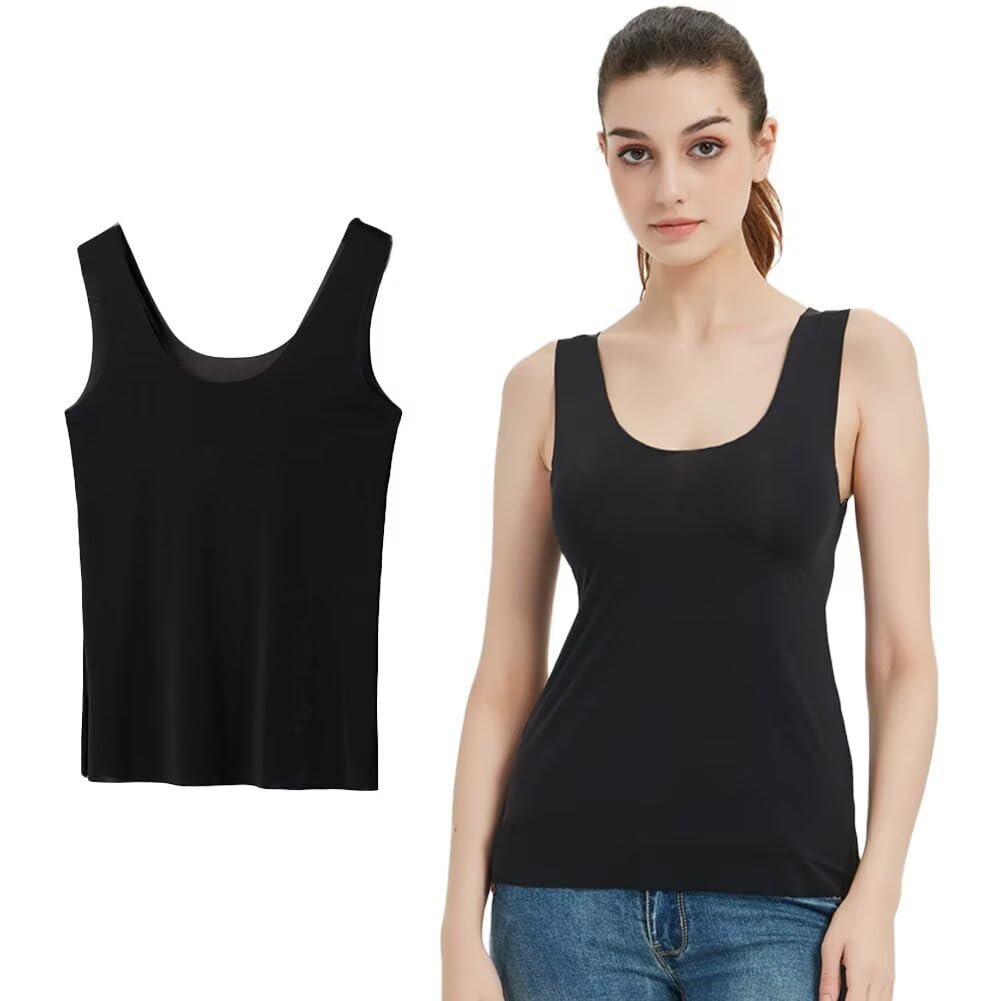 【送料無料】[Eukkis] 0.1mm極薄 ひんやり涼感ノンシームタンクトップインナーM~3XL 吸汗速乾 透け防止..