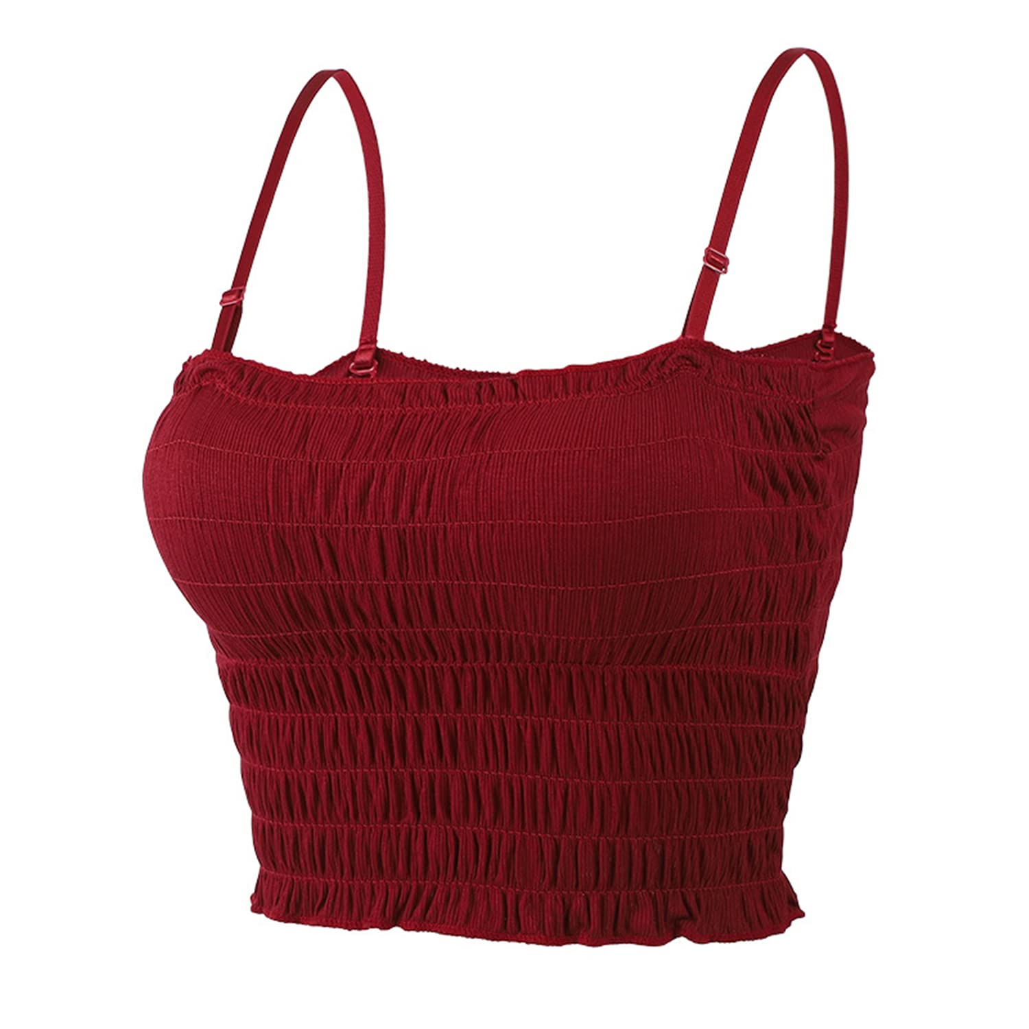 【送料無料】[Weuiean] レディース キャミソール 取り外し可能カップ付き 長い カップ付きキャミソール インナートップス チューブトップ ナイトブラ 春夏 フリーサイズ ZZB-13 色：ワインレッド、サイズ：56-104 Regular