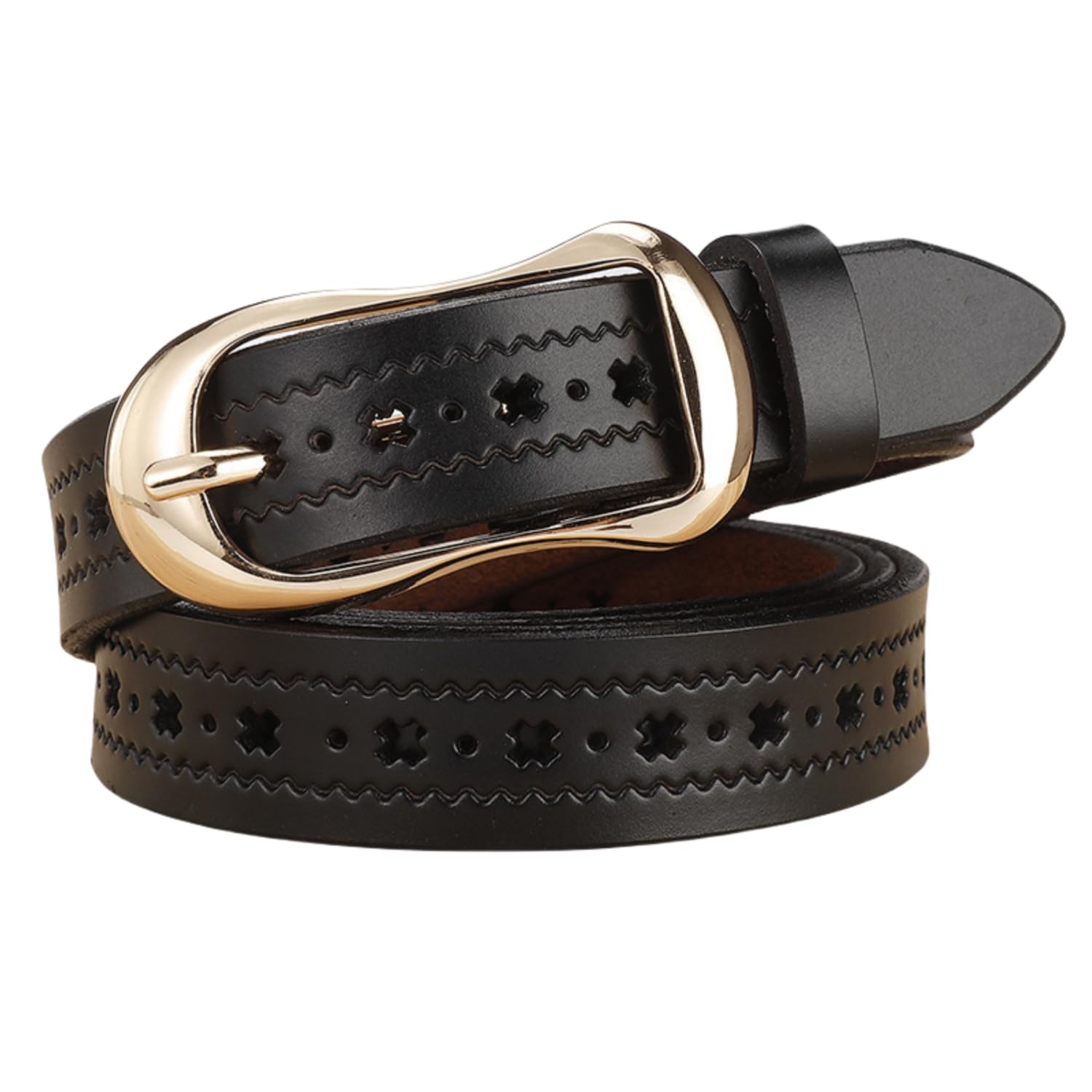 【送料無料】[Weuiean] ベルト レディース 本革 長さ調整可 耐久性 柔らかい シンプル ス ...