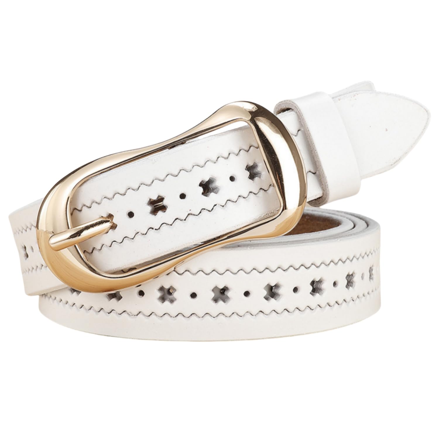 【送料無料】[Weuiean] ベルト レディース 本革 長さ調整可 耐久性 柔らかい シンプル ス ...