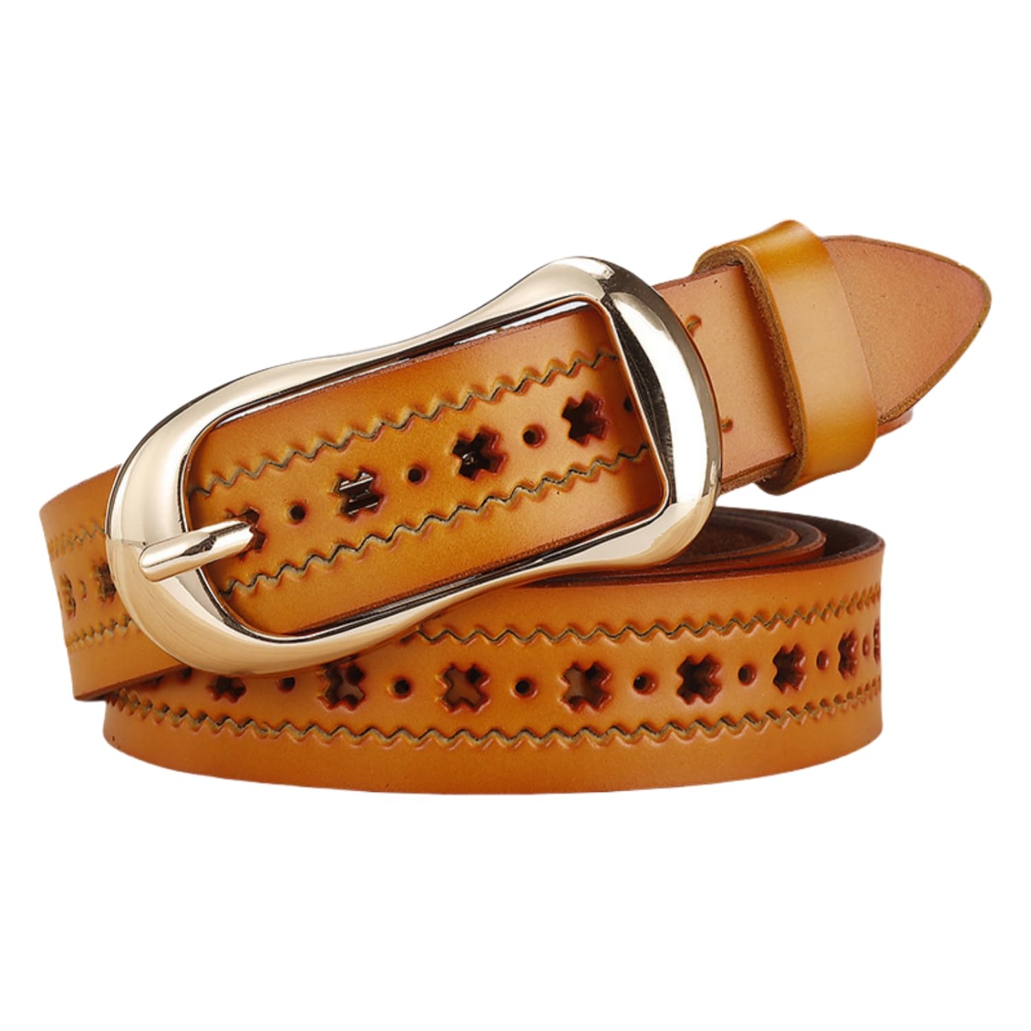 【送料無料】[Weuiean] ベルト レディース 本革 長さ調整可 耐久性 柔らかい シンプル ス ...