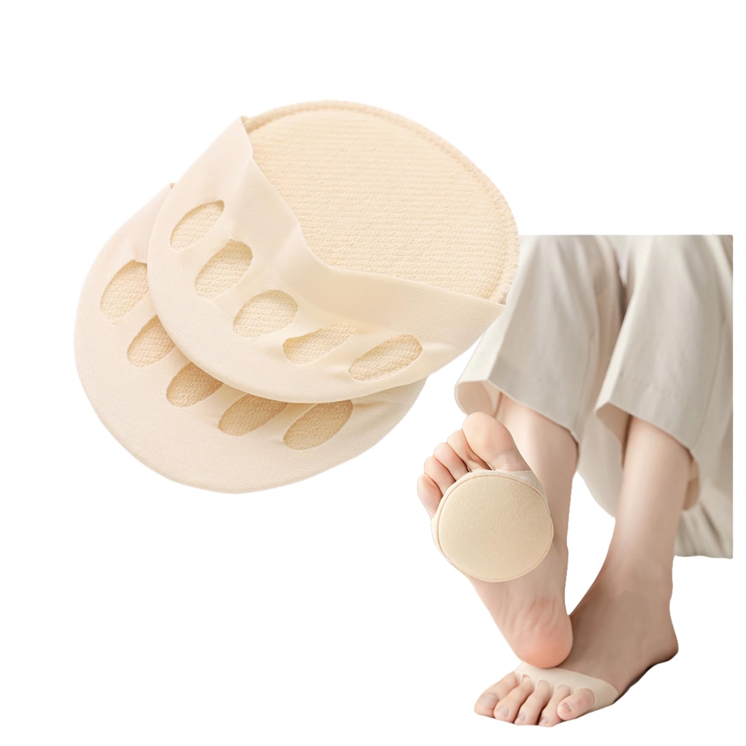 【送料無料】[Weuiean] つま先ソックス 5本指ソックス レディース フットカバー 指穴開き ハーフソックス 靴下 汗取り つま先なし カバー 目立たない 通気 軽量 2足4枚セット BZBS-45 色：肌色、サイズ：22.0-25.0 cm