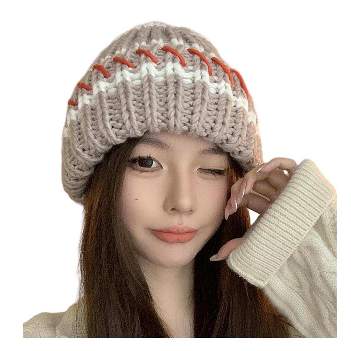【送料無料】[Weuiean] ニット帽 ニットキャップ ワッチキャップ ビーニー リブ ゆったり 帽子 冬 メンズ レディース PXZZ-144 色：カーキ、サイズ：Free Size
