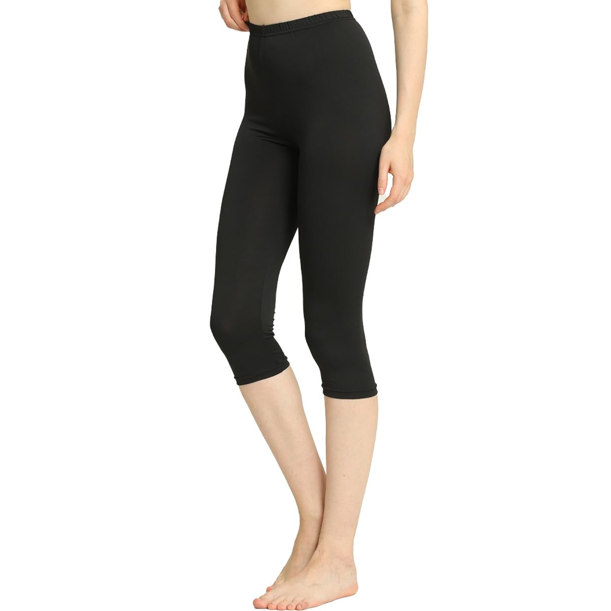 【送料無料】[MKY factory] 冷感 オーバーパンツ 7分丈 見せパン レディース レギンス インナー クロップト MKovpC7 色：ブラック、サイズ：M-L