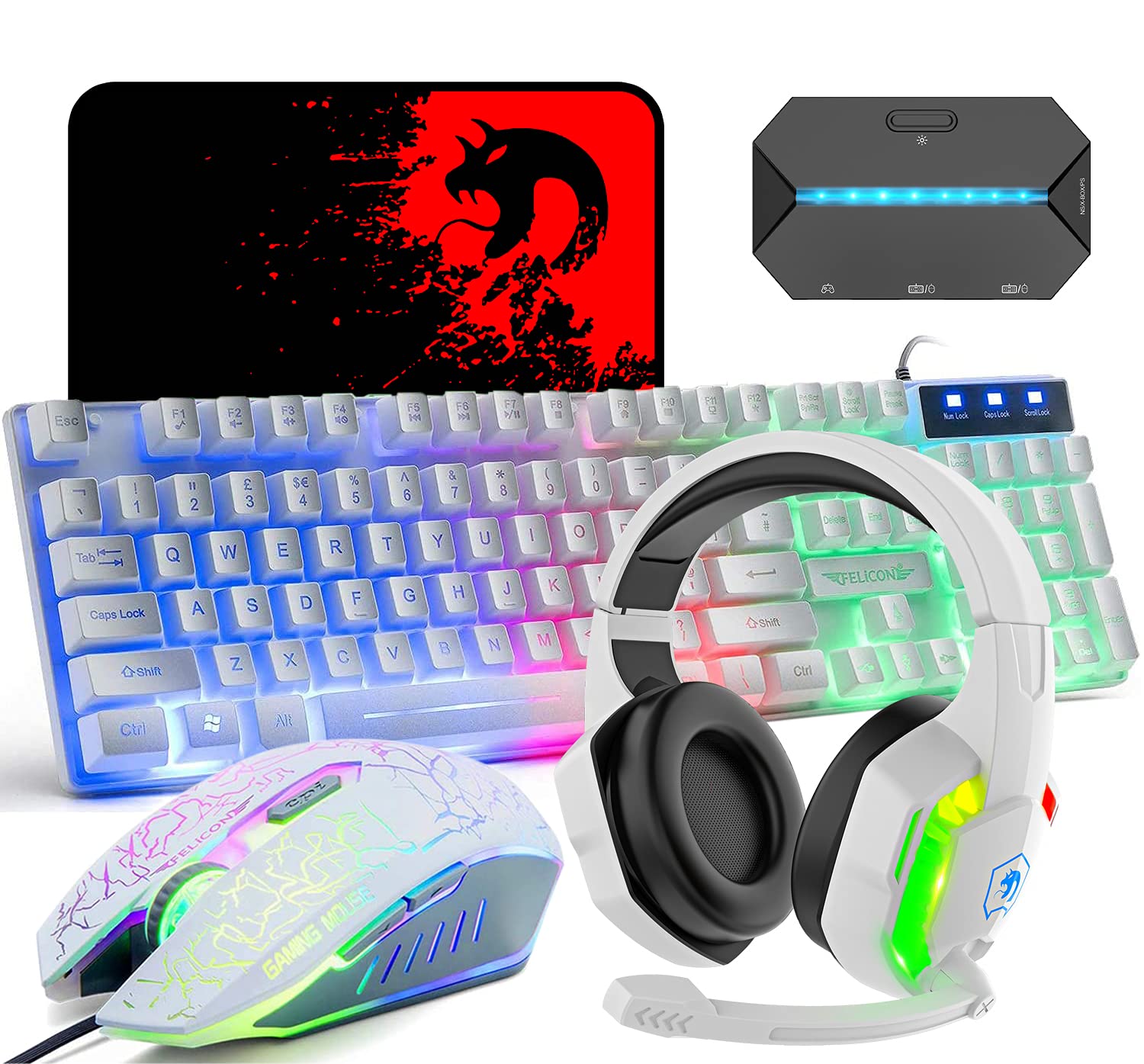 【送料無料】Mamba snakeゲーミングキーボードマウスヘッドホンコンバーターセット USBメン ...