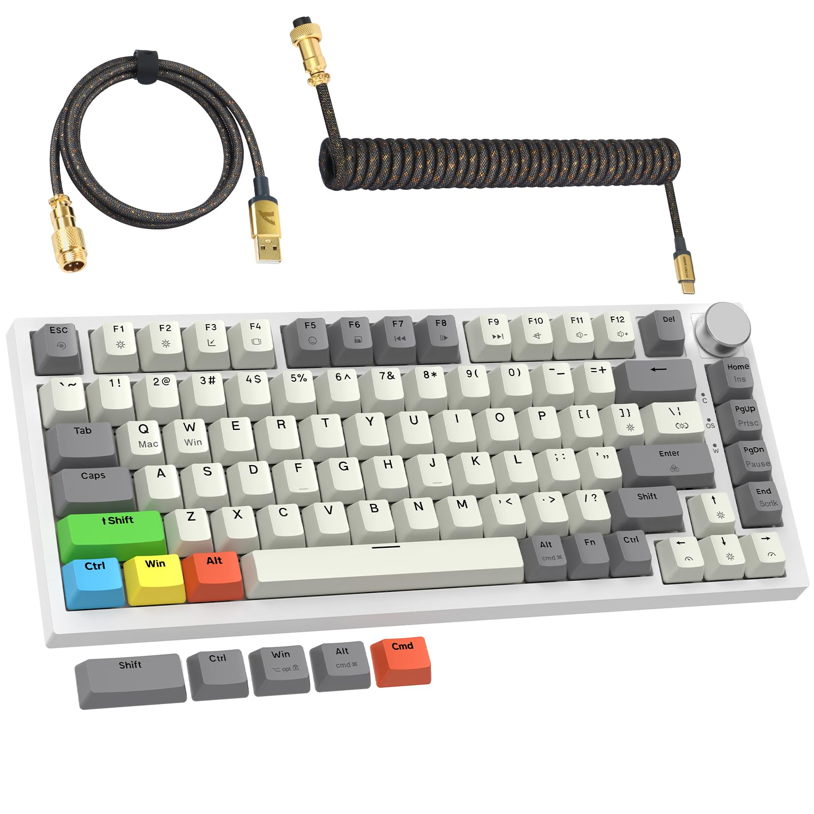 【送料無料】K85キーボード(ケーブル付き) 色:グレー、サイズ:コイルケーブル付き