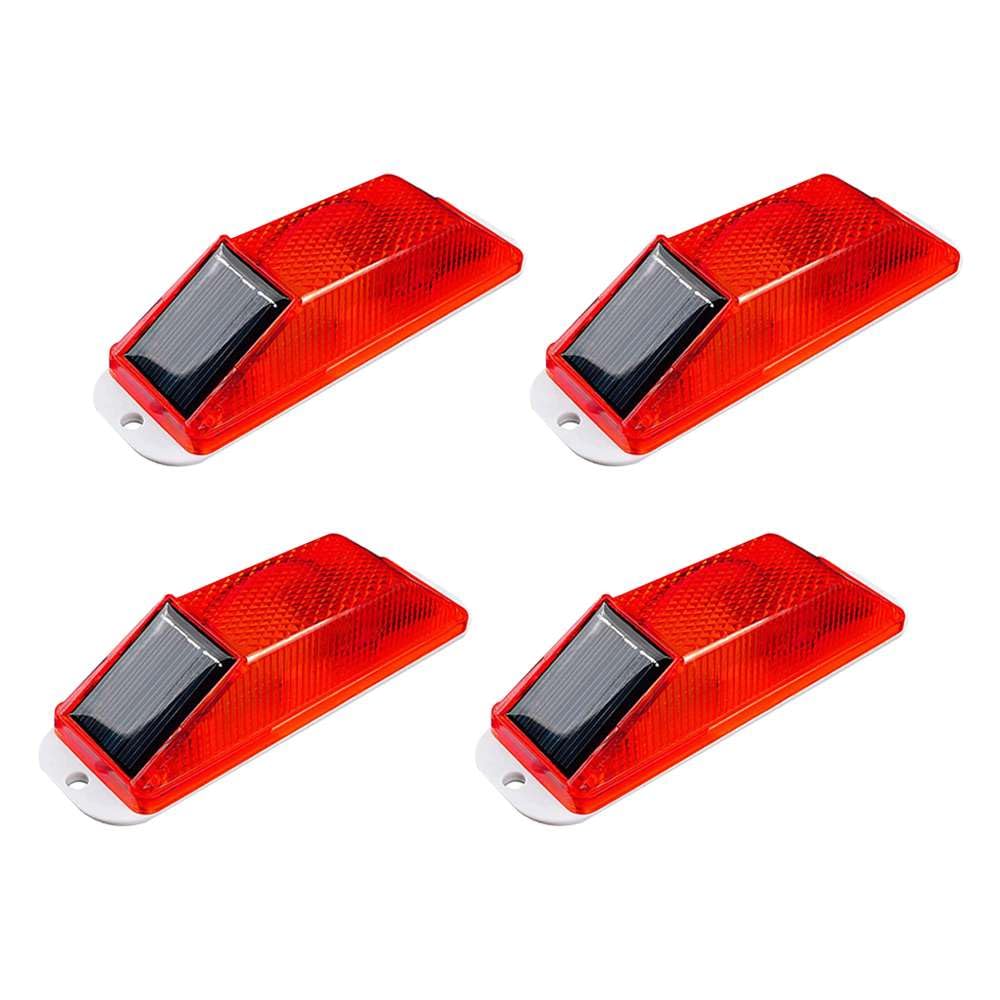 【送料無料】Aolyty 4pcs ソーラー 警告灯 工事灯 防水 自動点滅 フラッシュ 交通安全 工事現場用 色：レッド