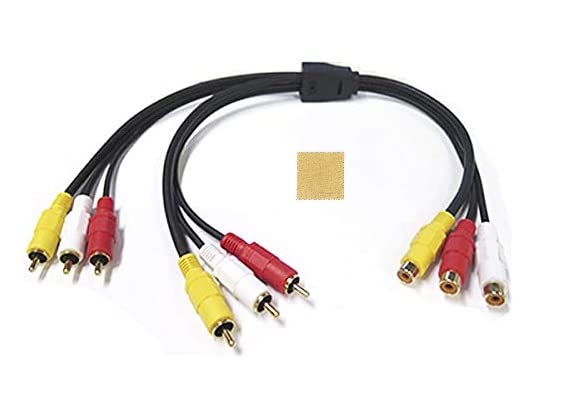 【送料無料】Sound Wave【 RCA 2分配 AVケーブル 分岐ケーブル メス オス 】 3RCA/ピン(ビデオ)ケーブル 分配 映像.音声分配 分配ケーブル M F + F.Wave オリジナル レザー調 MicroFiber お手入れクロス (10×10cm)付 3RCA Fー2M (26cm) サイズ：26cm