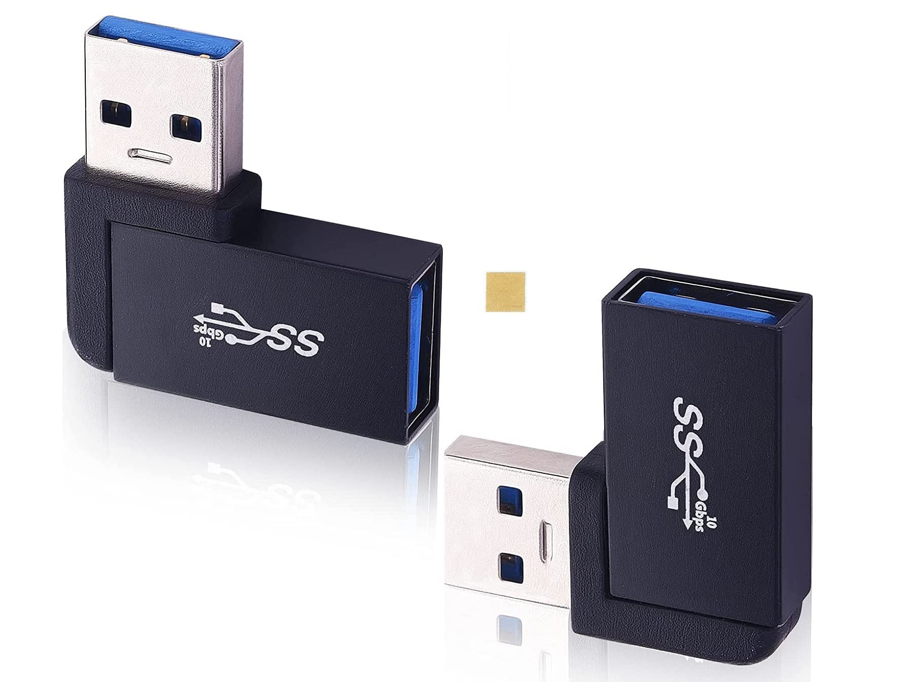 【送料無料】Sound Wave【 3.2 Gen2 10Gbps高速データ転送USB3.0/2.0 L字 アダプター オス メス 】USB延長コネクタ USB-A オス to USB-A メス 90度 変換アダプタ ＋10Gbps 高速データ転送 タイプA 延長コネクタ Gen2USBオスL-メス (右向き2個) サイズ：右向き2個