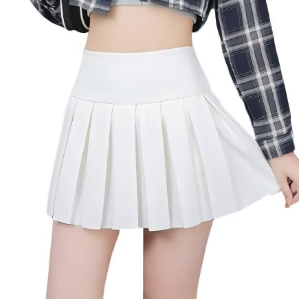 【送料無料】[syvent] スカート ミニスカート ひざ上 プリーツスカート ボトムス コットン フェミニン カジュアル 春 プリーツミニスカート レディース 12F049 色：ホワイト-インナー付き、サイズ：XS