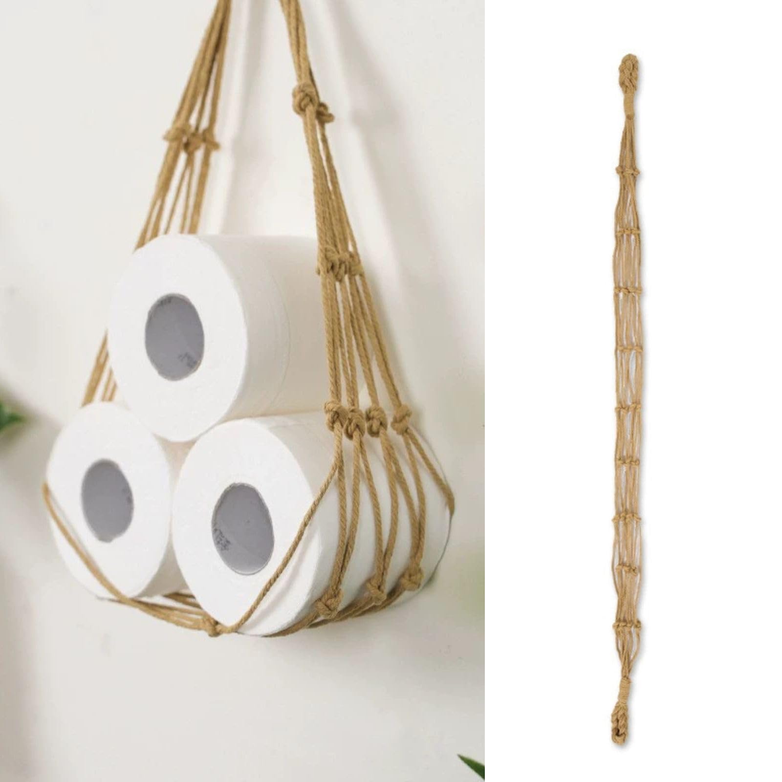 【送料無料】HOTQ トイレットペーパー ホルダー 収納 吊り下げ ストッカー ペーパーストッカー 壁掛け 網 ネット 色：カーキ、サイズ：12.1 x 11.6 x 2.4