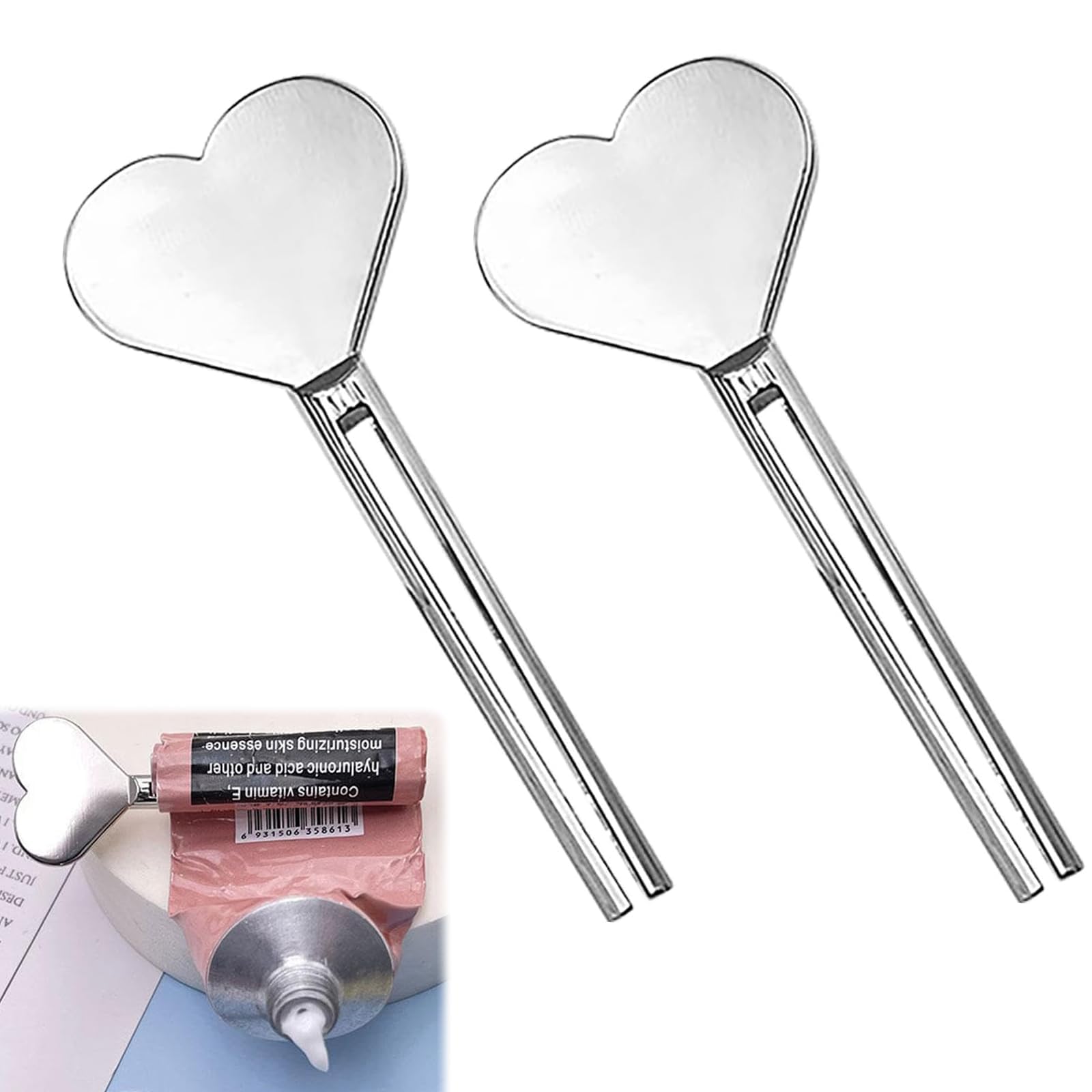 【送料無料】【ZRGR】チューブ絞り器 チューブローラー (2個入り) 携帯便利 バッグに入れ 化粧品用 挾み式 チューブリンガー 軟膏押出器 歯磨き粉 スクイーザー 歯磨き粉 洗顔料 絵の具接着剤押出器 便利 人気 (ステンレス製) [並行輸入品] 色：シルバー、サイズ：Large