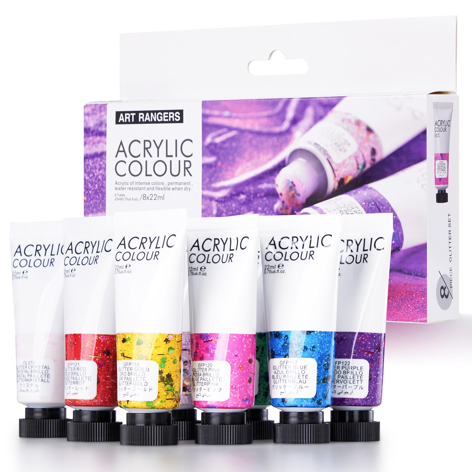 【送料無料】LIGHTWISH アクリル絵の具 22ml 色:フラッシュ8色、サイズ:22ml