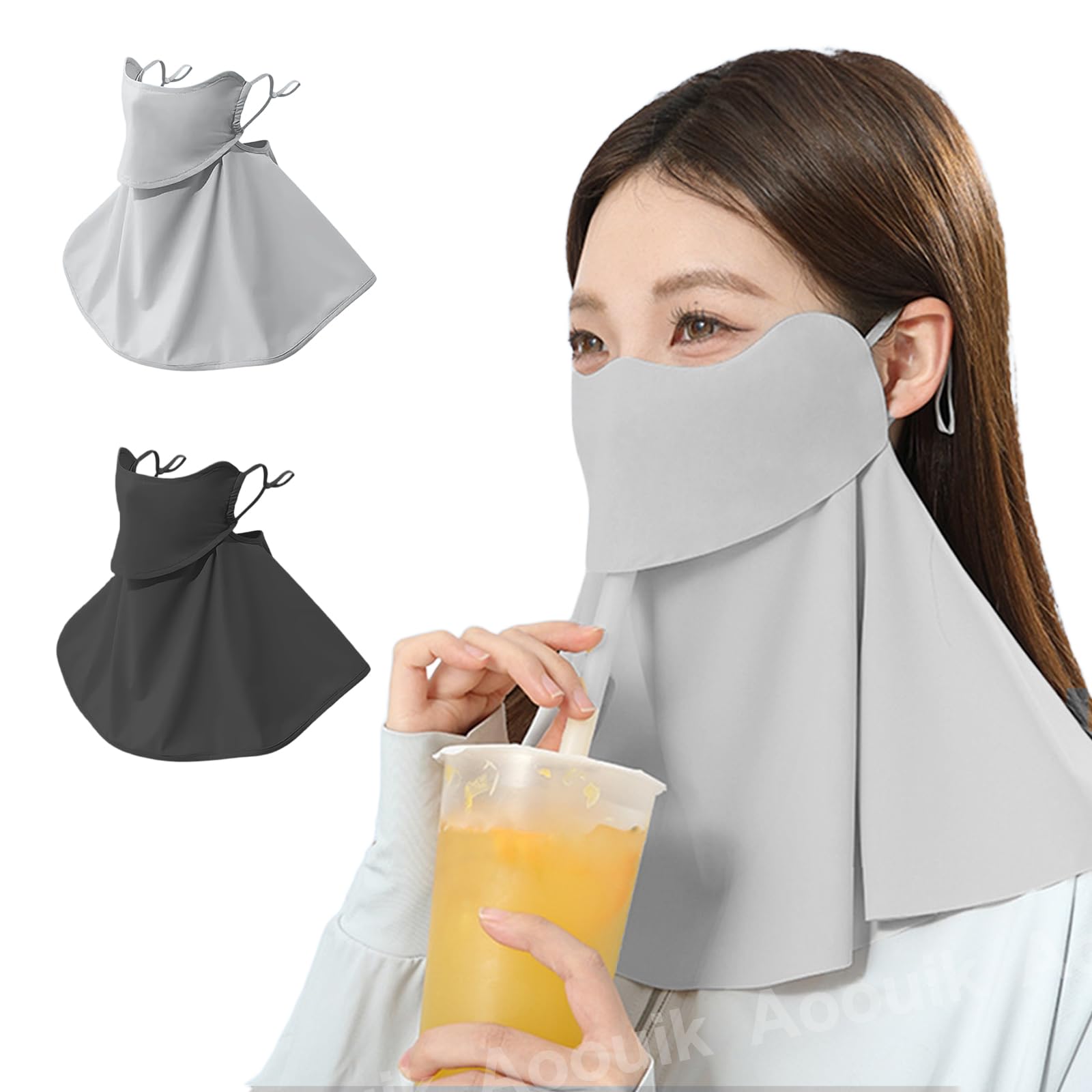 【送料無料】[Aoouik] 日焼け防止 フェイスカバー UPF50+ UVカット冷感マスク ロング ネックガード 【..